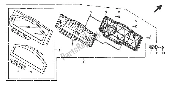 All parts for the Meter (mph) of the Honda VTR 1000 SP 2005