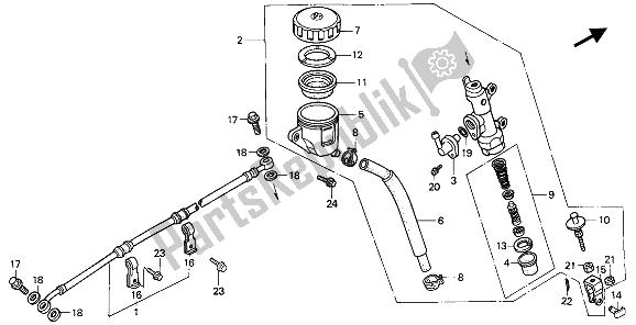 Todas las partes para Rr. Cilindro Maestro Del Freno de Honda CBR 1000F 1991