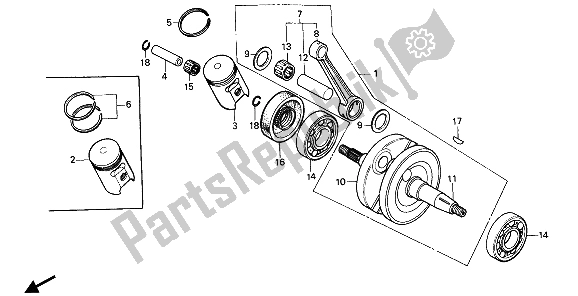 Todas las partes para Cigüeñal Y Pistón de Honda CR 80R 1985