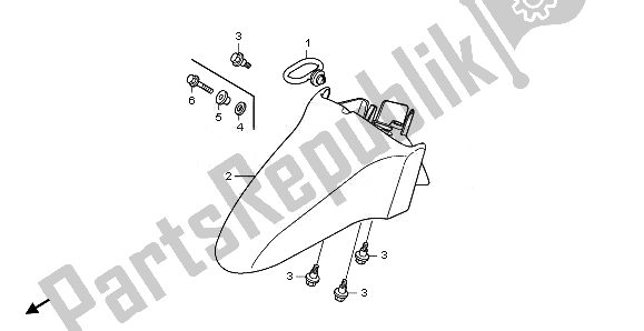 All parts for the Front Fender of the Honda NHX 110 WH 2010