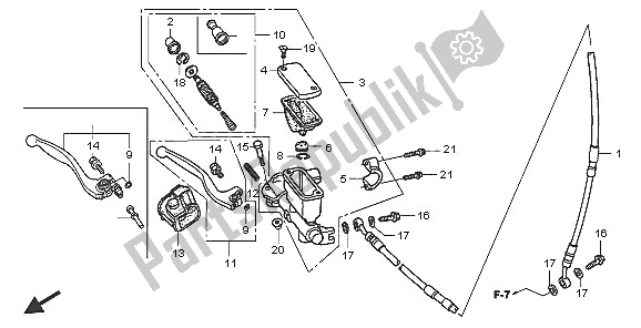 All parts for the Fr. Brake Master Cylinder of the Honda CRF 250R 2005