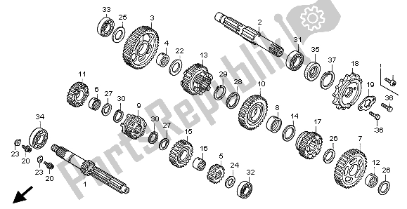 Toutes les pièces pour le Transmission du Honda VT 125C 1999