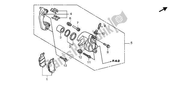 All parts for the Rear Brake Caliper of the Honda SH 125 2011