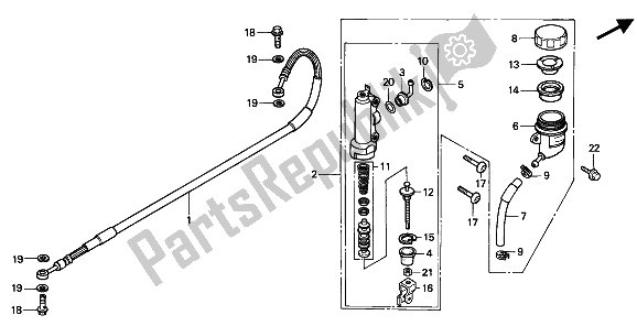 Todas las partes para Cilindro Maestro Del Freno Trasero de Honda CR 125R 1991