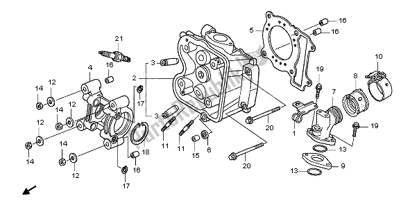 Alle onderdelen voor de Cilinderkop van de Honda PES 125 2009