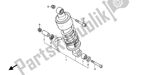 All parts for the Rear Cushion of the Honda CBF 600S 2008