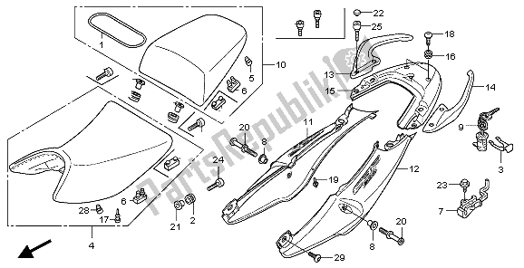 All parts for the Seat & Seat Cowl of the Honda CBF 600 NA 2007