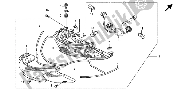 All parts for the Rear Combination Light of the Honda SH 300R 2012