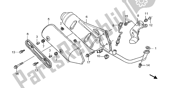 All parts for the Exhaust Muffler of the Honda PES 125R 2009