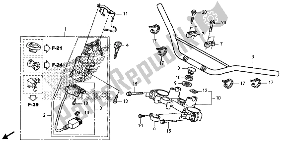 Alle onderdelen voor de Handvatpijp & Hoogste Brug van de Honda CRF 250L 2015