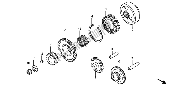 All parts for the Starting Clutch of the Honda XL 125V 2009