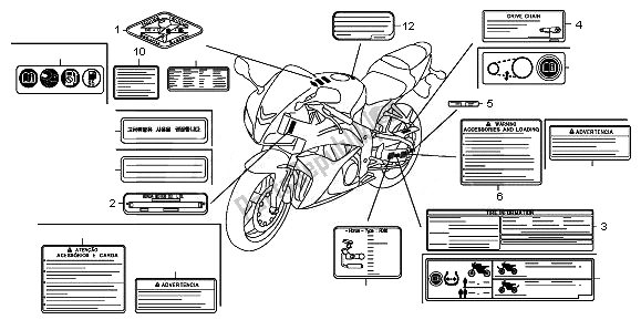 Tutte le parti per il Etichetta Di Avvertenza del Honda CBR 600 RR 2008