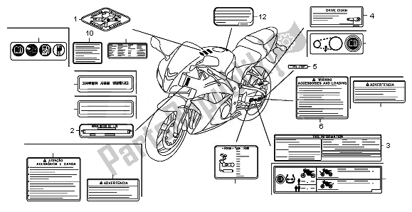 Todas las partes para Etiqueta De Precaución de Honda CBR 600 RR 2008