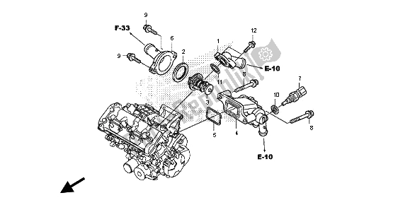 All parts for the Thermostat of the Honda CB 600F Hornet 2013