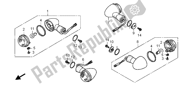 Todas as partes de Piscadela do Honda CB 1100A 2013