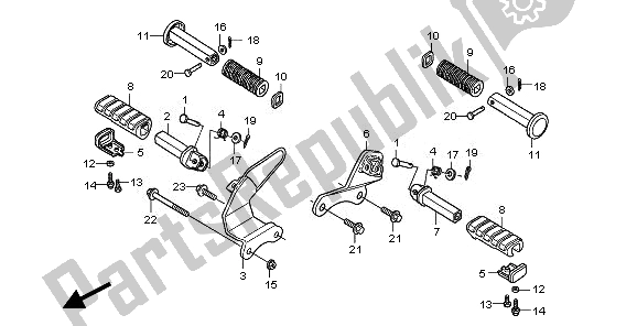 All parts for the Step of the Honda VT 750C2S 2010