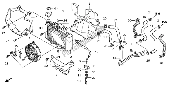 All parts for the Radiator of the Honda SH 150 2007