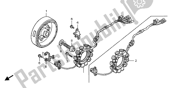 All parts for the Generator of the Honda XR 400R 2002