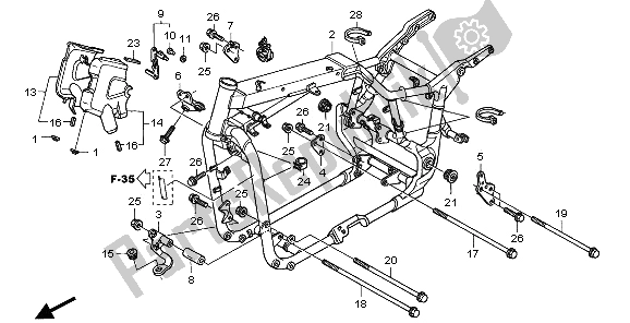 Todas as partes de Corpo Da Moldura do Honda VTX 1300S 2006