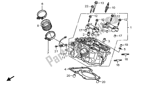 All parts for the Rear Cylinder Head of the Honda XL 1000V 2008