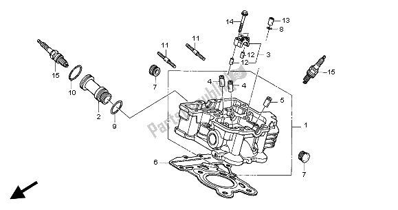 All parts for the Rear Cylinder Head of the Honda VTX 1300S 2004