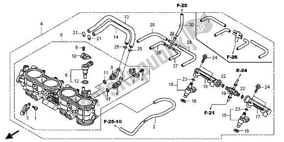 All parts for the Throttle Body of the Honda CBR 1000 RR 2013