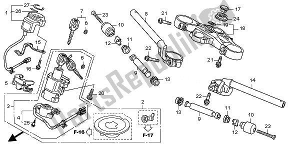 All parts for the Handle Pipe & Top Bridge of the Honda CBR 1000 RA 2010