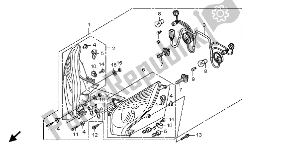 All parts for the Headlight of the Honda FES 125A 2007