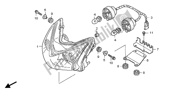 All parts for the Headlight of the Honda TRX 400 EX 2007