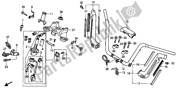 All parts for the Handle Pipe & Top Bridge of the Honda GL 1500 SE 1993