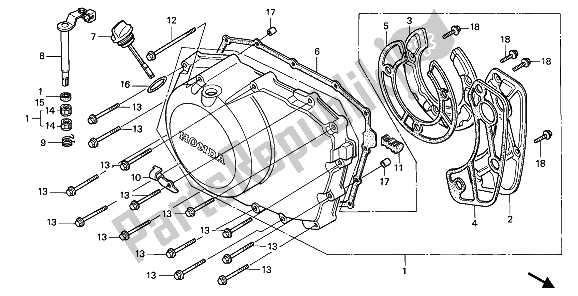 Todas las partes para Tapa Del Cárter Derecho de Honda XRV 750 Africa Twin 1993