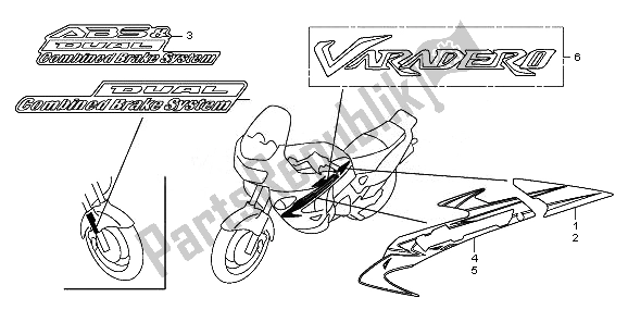 Tutte le parti per il Segno E Striscia del Honda XL 1000 VA 2011