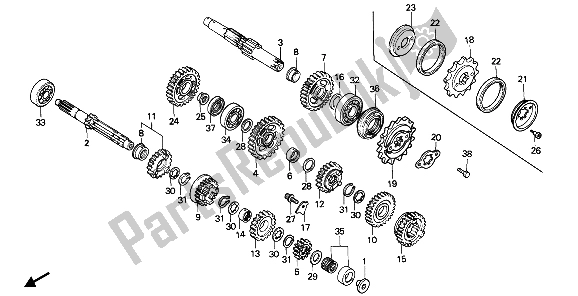 Todas las partes para Transmisión de Honda XBR 500S 1988