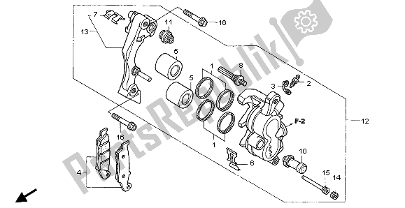 All parts for the Front Brake Caliper of the Honda CR 250R 2007