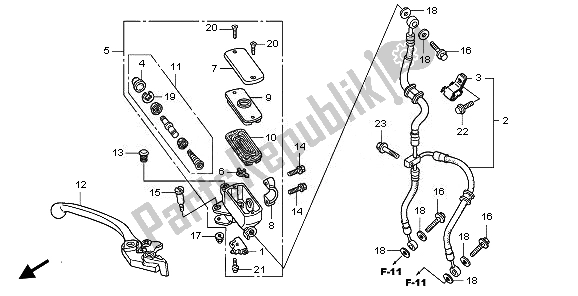 All parts for the Fr. Brake Master Cylinder of the Honda CBF 1000 2008