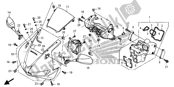 Tutte le parti per il Cappuccio Superiore del Honda CBR 600 RR 2013