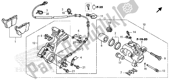 All parts for the Rear Brake Caliper of the Honda CBR 600 RA 2013