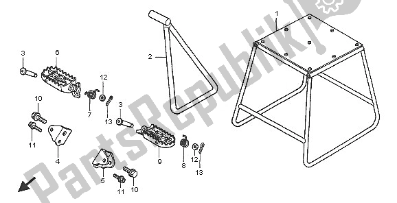 All parts for the Stand & Step of the Honda CR 125R 2005