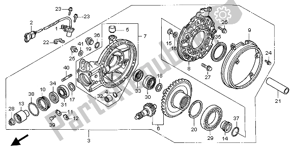 All parts for the Final Driven Gear of the Honda ST 1100A 1997