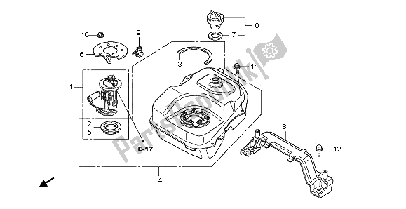 All parts for the Fuel Tank of the Honda PES 125R 2013