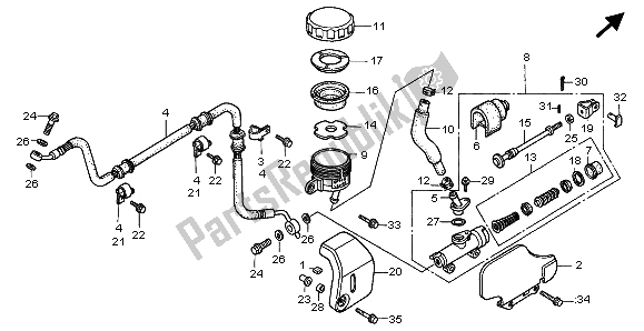 Todas las partes para Rr. Cilindro Maestro Del Freno de Honda VT 1100C3 1998