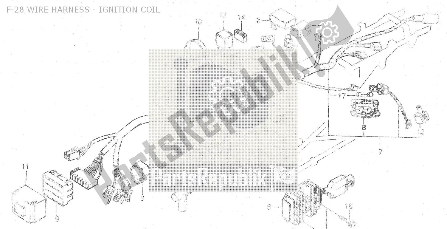 All parts for the F-28 Wire Harness - Ignition Coil of the Honda MBX 125 1984