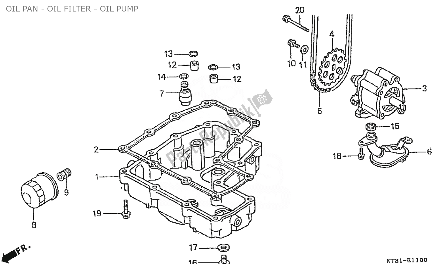 Todas las partes para Oil Pan - Oil Filter - Oil Pump de Honda CBR 400 RR 1986