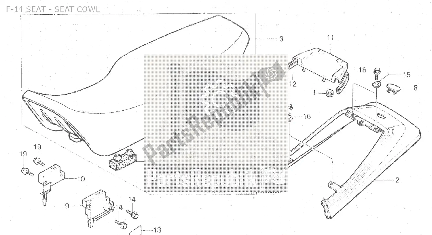 Tutte le parti per il F-14 Seat - Seat Cowl del Honda MBX 125 1984