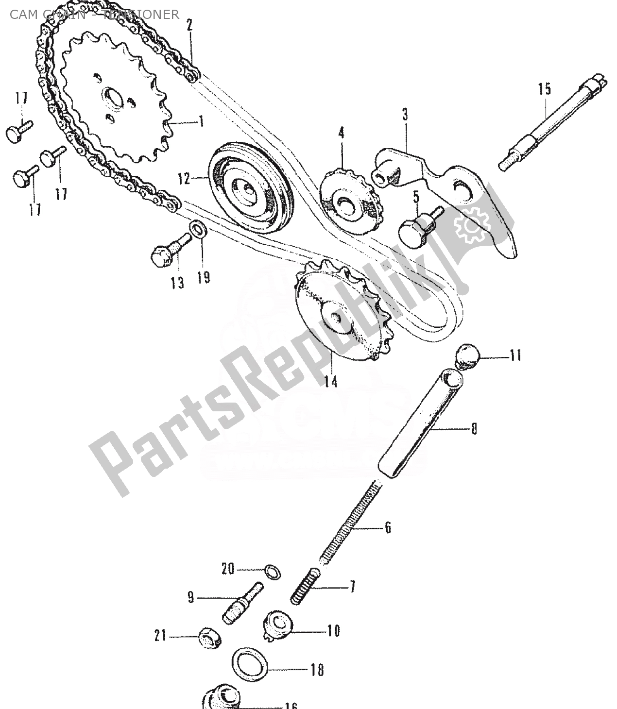 Alle onderdelen voor de Cam Chain - Tensioner van de Honda SS 50 1950 - 2023