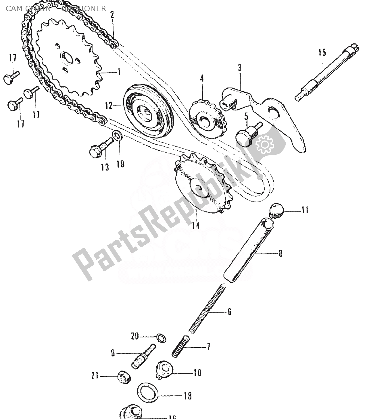 Alle onderdelen voor de Cam Chain - Tensioner van de Honda SS 50 1950 - 2023