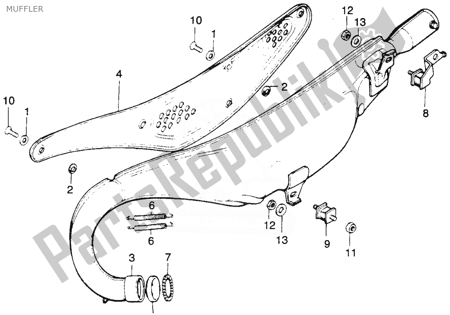 Todas las partes para Silenciador de Honda MT 250 1974