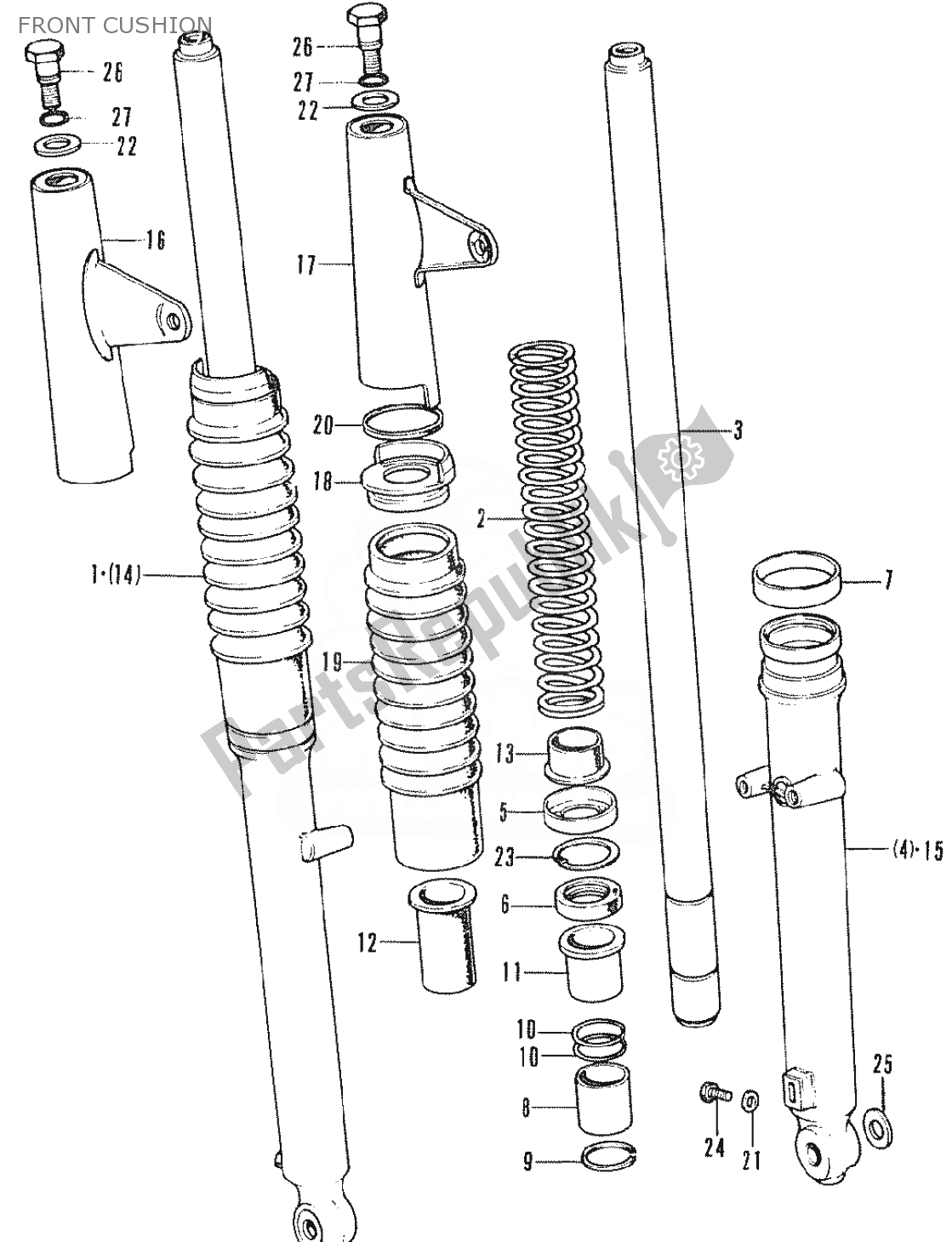 Alle onderdelen voor de Voorkussen van de Honda SS 50 1950 - 2023
