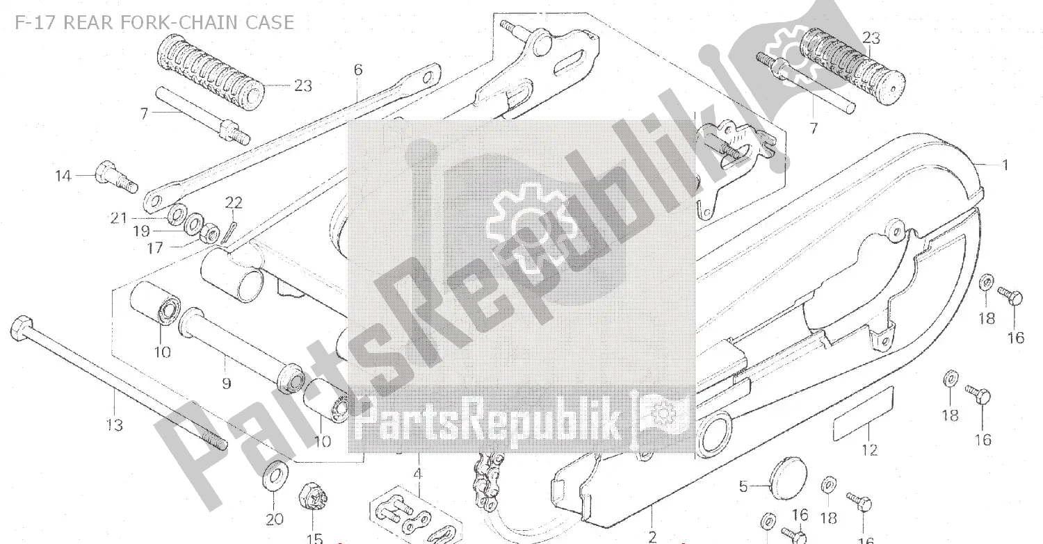 All parts for the F-17 Rear Fork-chain Case of the Honda MB 100 1980