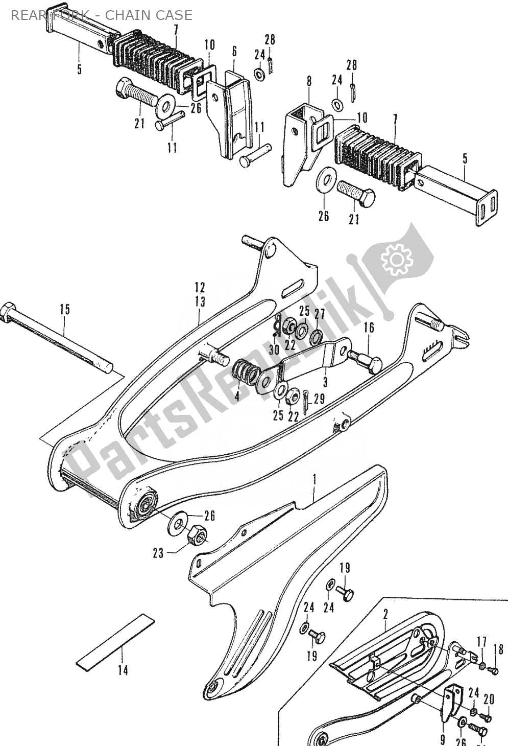 Toutes les pièces pour le Rear Fork - Chain Case du Honda ST 70 DAX 1950 - 2023